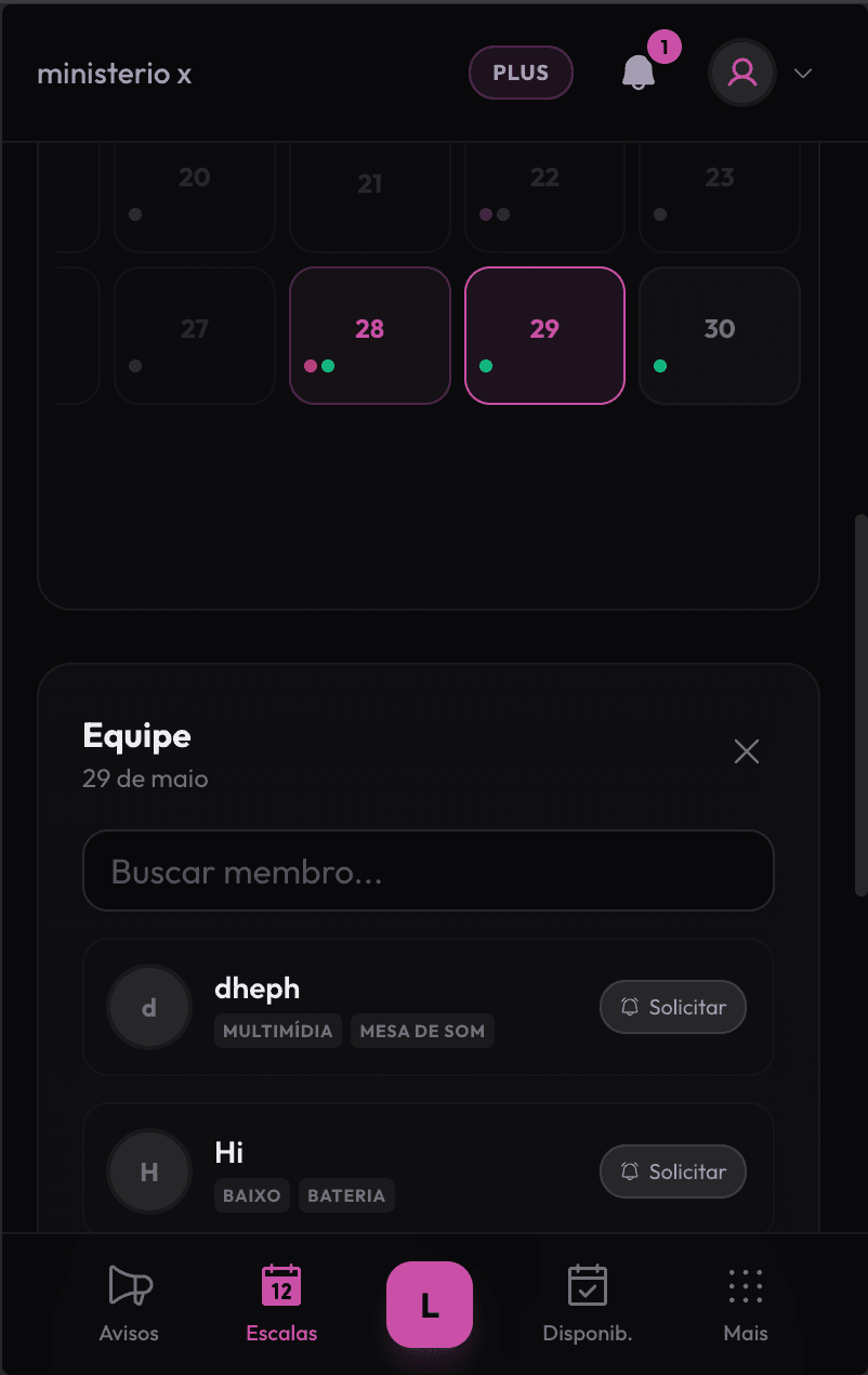 Controle de disponibilidade inteligente — Mobile